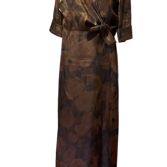 Elegant Formal Evening Wrap Top with Full Length Skirt Sz 12 Brown/Bronze Laura - Picture 3 of 11